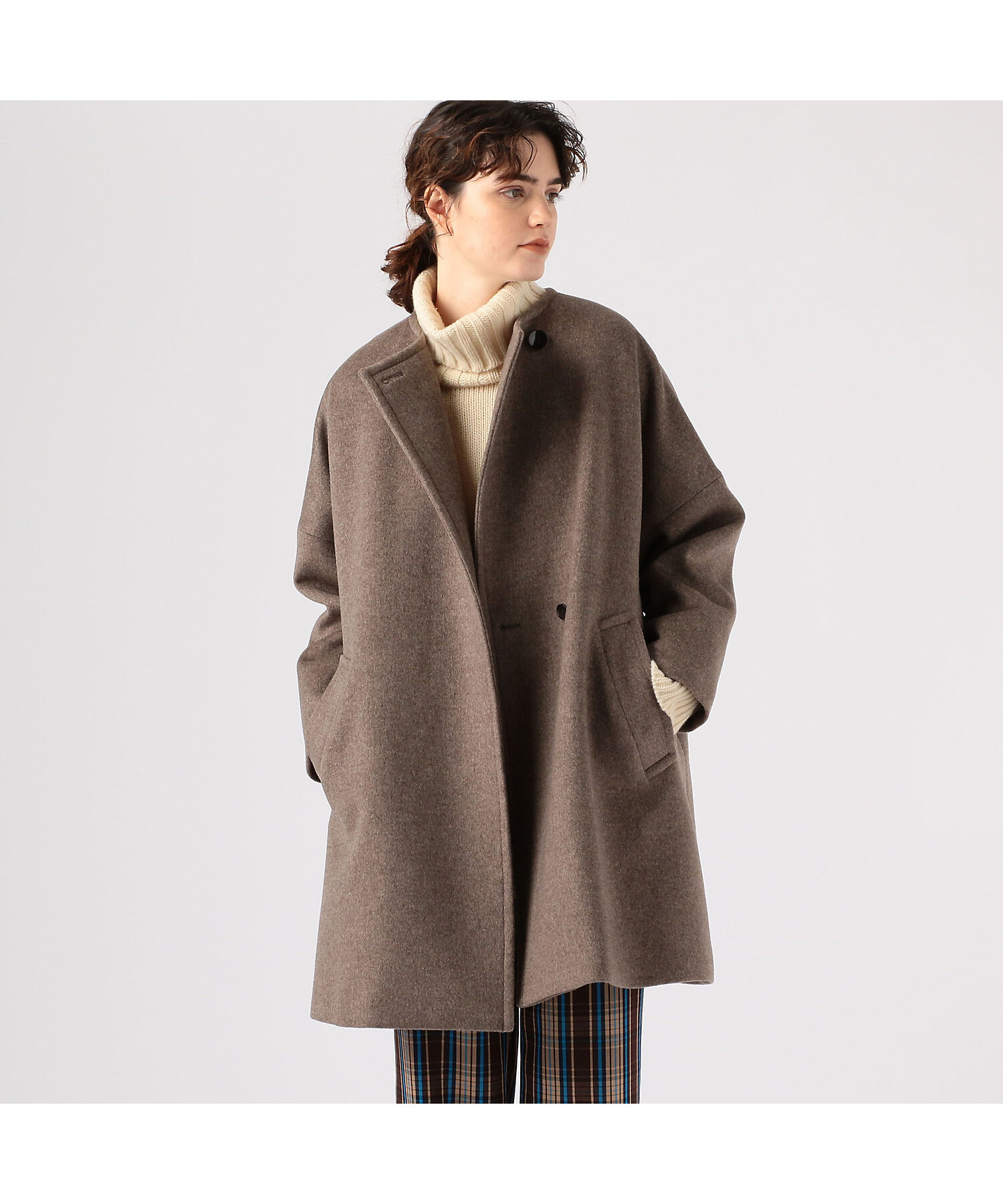 カシミヤダブルフェイス ノーカラーコート | maison TOMORROWLAND