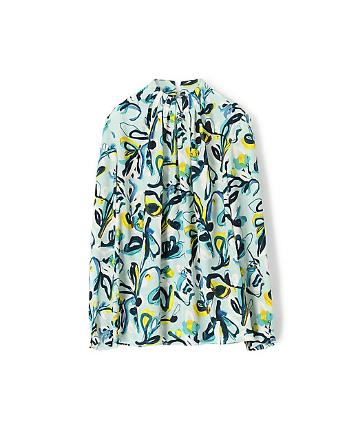 グミフラワープリント ネックギャザーブラウス | maison TOMORROWLAND