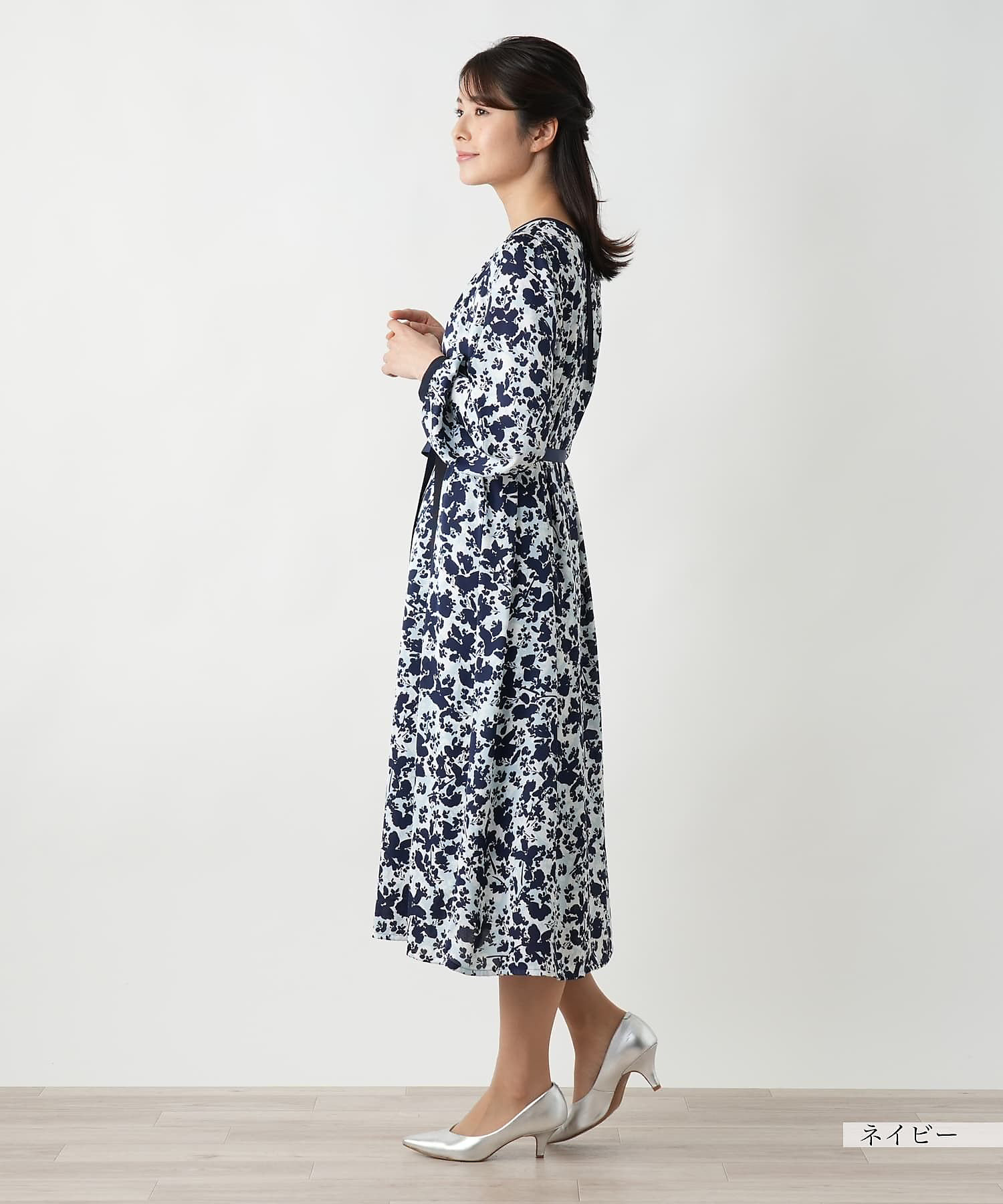 プリントフレアワンピース【Leilian WHITE LABEL