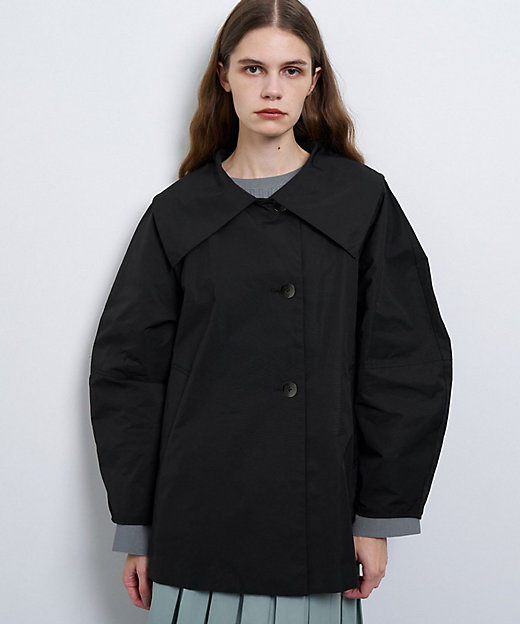 ビッグカラーライトタフタミドルコート | LANVIN en Bleu (Women