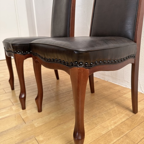 used リメイク マルニ木工 ダイニングチェア2脚セット 合皮レザーこげ