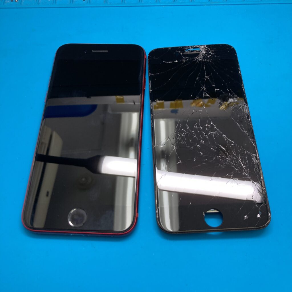 土浦店：iPhone SE3 重度画面割れを9,680円で修理！タッチ不良も即日30