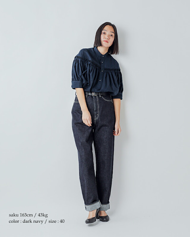 Scye サイ リネン タックブラウス 半袖 60/1Linen Cambric Tucked