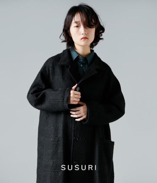 susuri ススリ アルパカ モヘア ウール ブレンド トゥループ コート 23