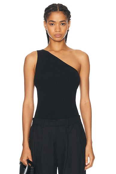 Toteme One Shoulder Ribbed Top in Black | FWRD