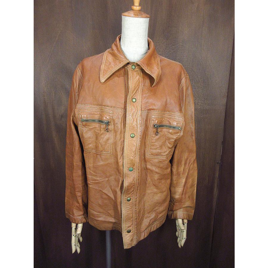 ビンテージ70's○リバーシブルフェイクレザージャケット茶○230520j2-m