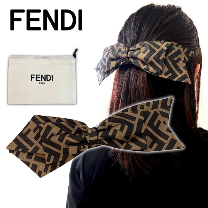 FENDI（フェンディ） ブラウンツイル ヘアクリップ バレッタ リボン