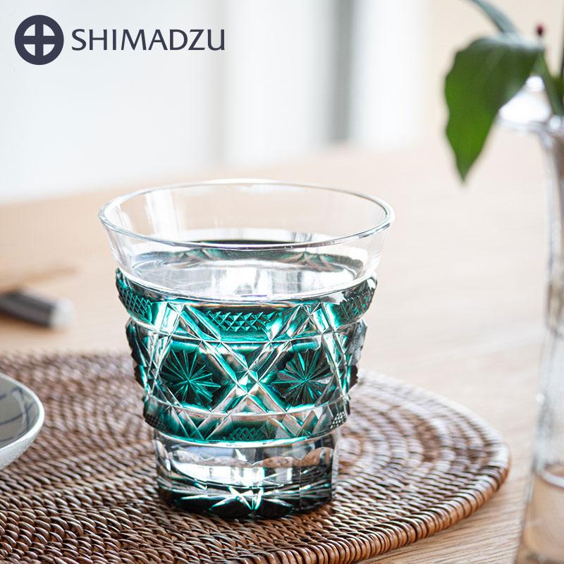 薩摩切子 冷酒グラス cut01 緑 創作 鹿児島 島津薩摩切子 薩摩ガラス