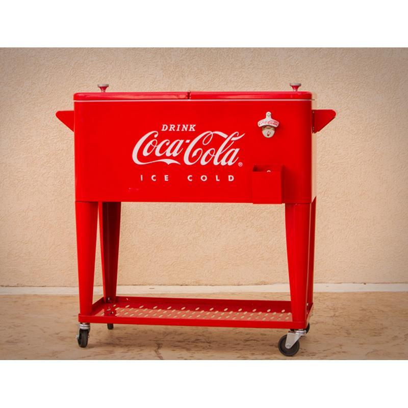 コカコーラ カート型 クーラーボックス 76L キャスター 栓抜き トレー