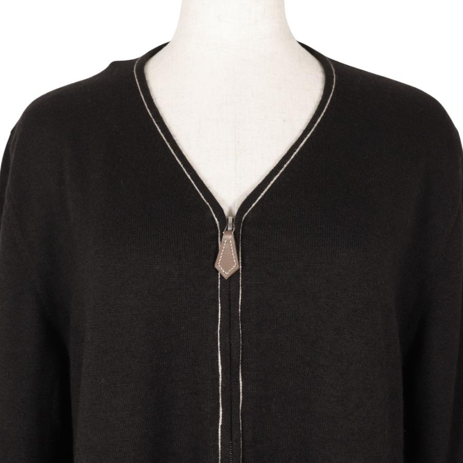 HERMES（エルメス） ジップアップ カーディガン カシミヤ×コットン 黒