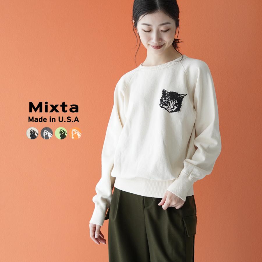 MIXTA（ミクスタ） キャットプリント ラグランスリーブ スウェット
