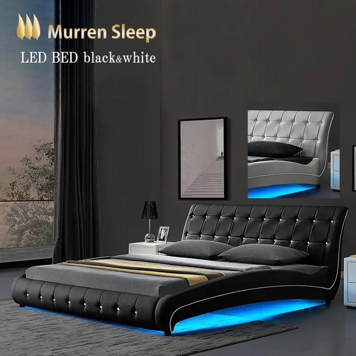 レザーベッド ダブルベッド フレーム のみ すのこ フロアタイプ 流線型