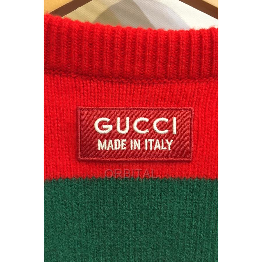二子玉)GUCCI グッチ 24-25AW 未使用 763344 ウールボーダーVニット