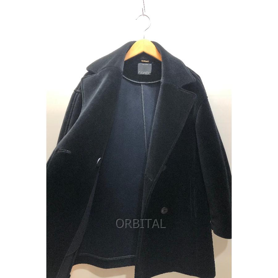 conte 経堂) コンテ ベルベット ボンディング Pコート 25AW ブラック
