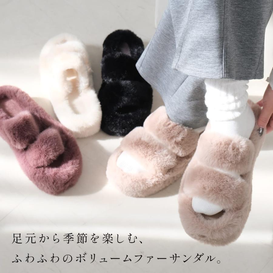 サンダル レディース ふわふわ ファーサンダル 厚底 歩きやすい 履き