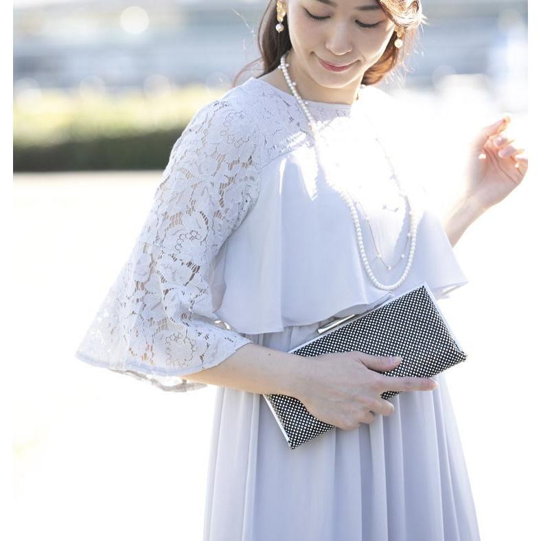 パーティードレス 結婚式 ワンピース ドレス 親族 大きめ 袖あり