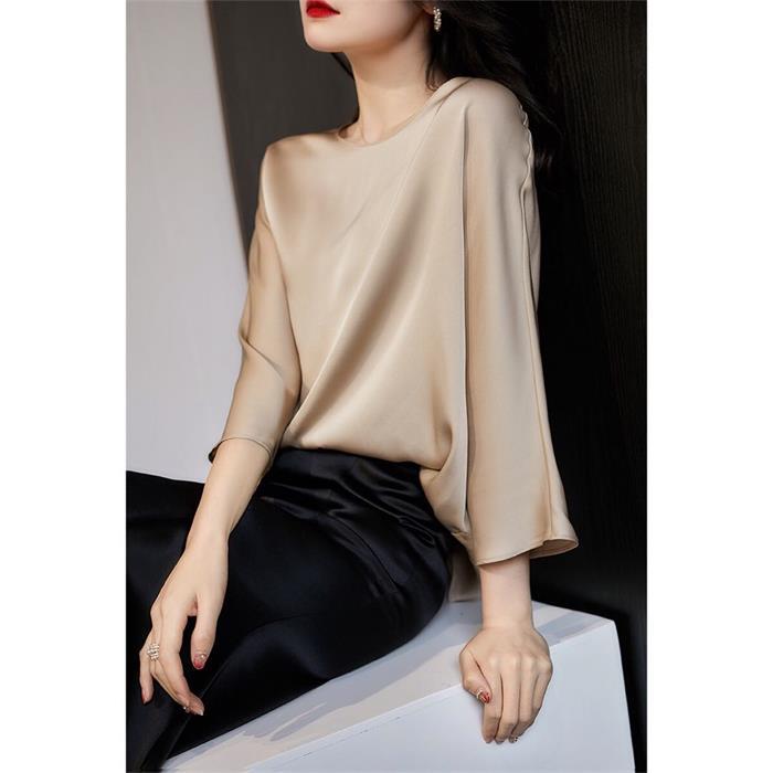 秋新作 シルクブラウス レディース 秋色 シルク100% シンプル ボート