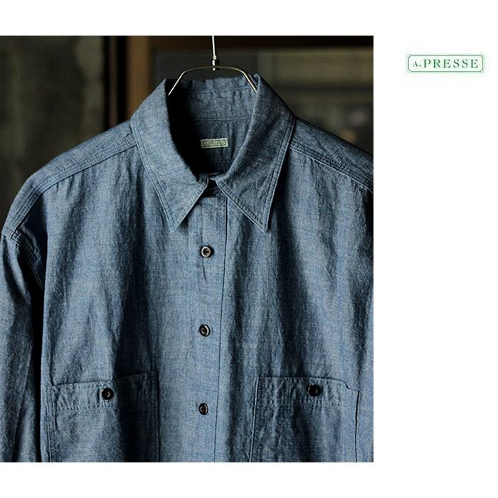 アプレッセ A.PRESSE BB ウォッシュド シャンブレーシャツ Washed