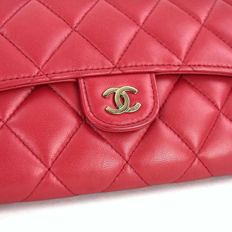 CHANEL（シャネル） 長財布 レッド系 ラムスキン クラシックロング