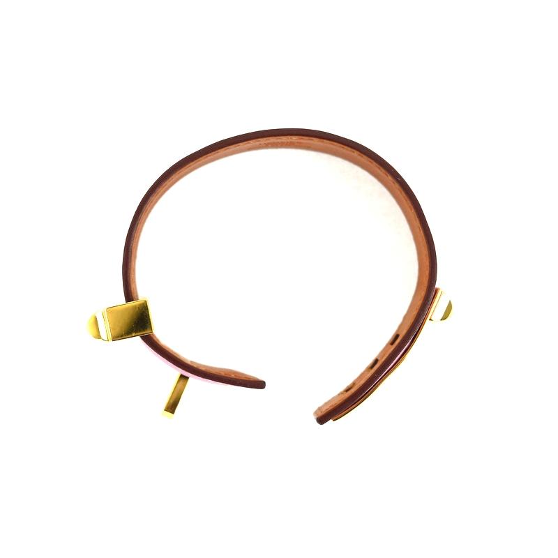 HERMES（エルメス） コリエドシアン 24 レザーブレスレット ピンク GP