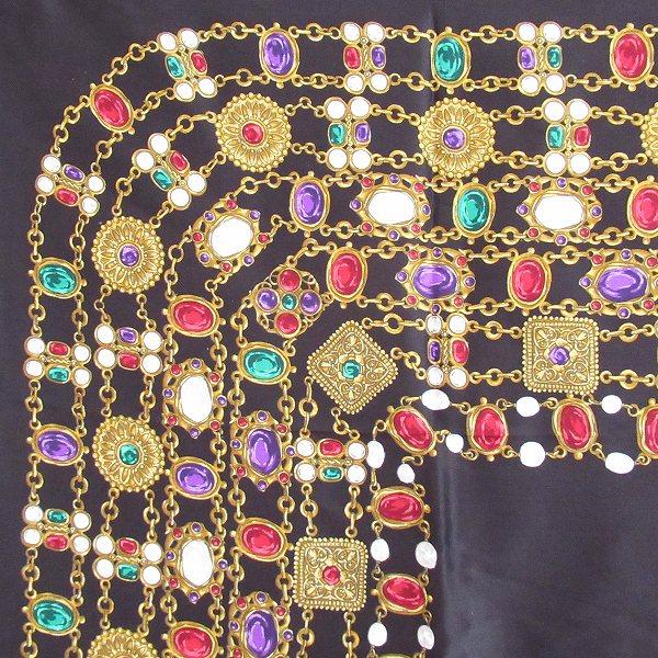 CHANEL（シャネル） #apzs スカーフ 黒 マルチ シルク ビジュー柄 宝石