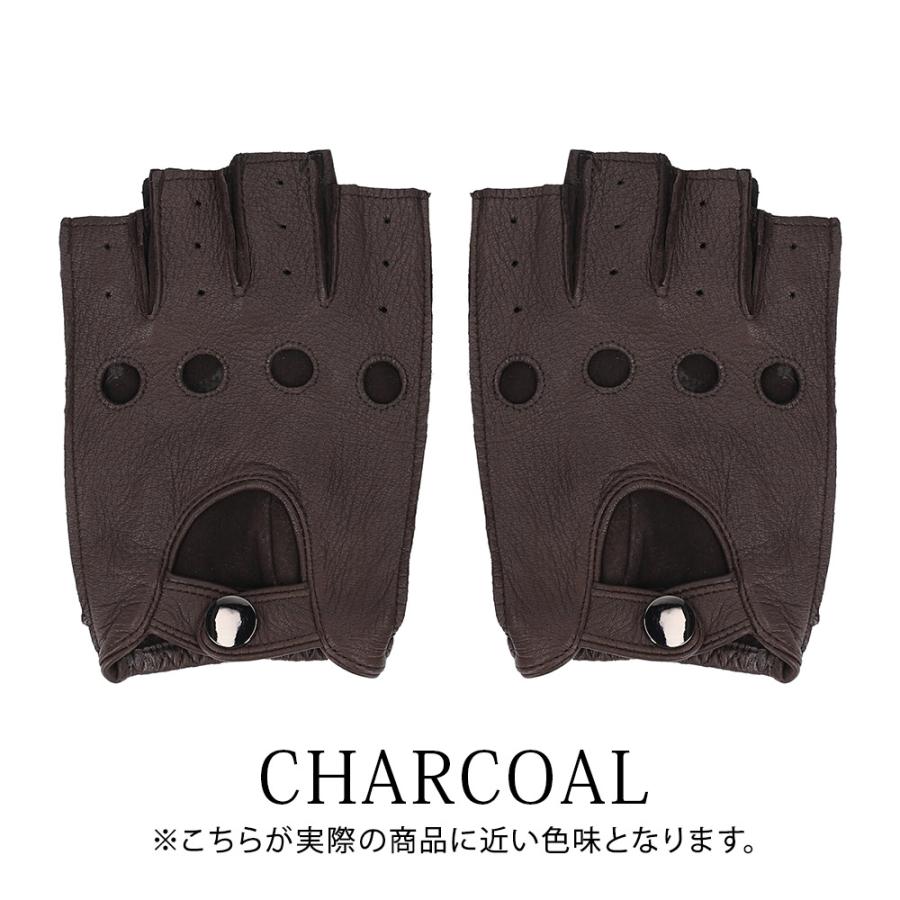ドライビンググローブ 革手袋 メンズ レザー 半指 指なし 作業用 鹿革