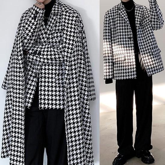 テーラードジャケット メンズ 千鳥格子 千鳥 チェック 総柄 モード