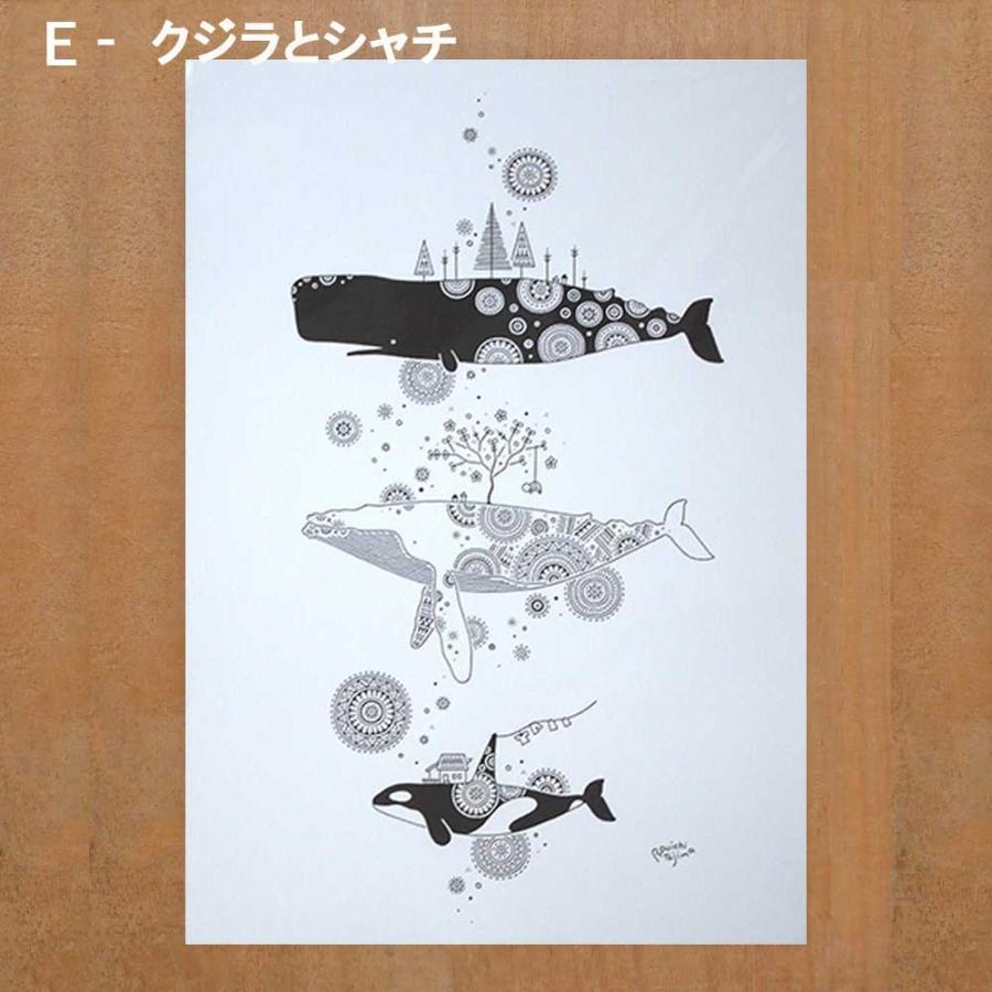かめいち堂 A4 アートポスター イラスト クジラ シャチ カメ