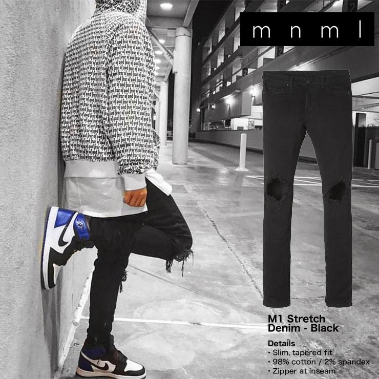 mnml（ミニマル） デニム ジーンズ スリムフィット クラッシュデニム
