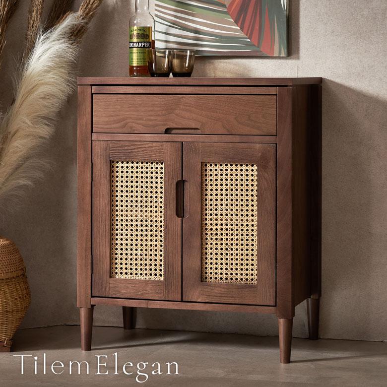 キャビネット サイドボード 木製 ウォールナット 収納 観音開き 収納棚