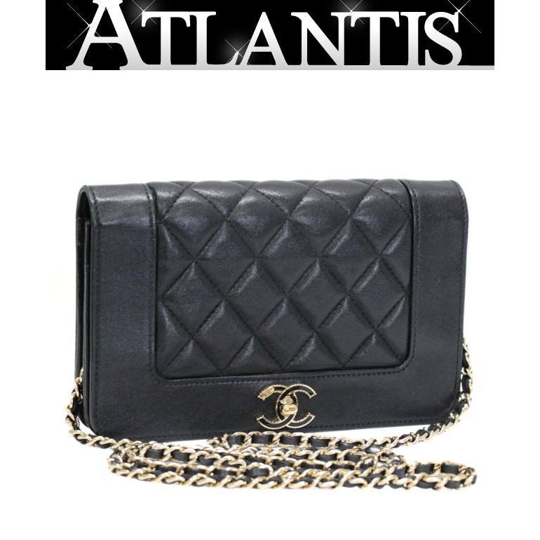 シャネル CHANEL マドモアゼル マトラッセ チェーンウォレット ラム 黒