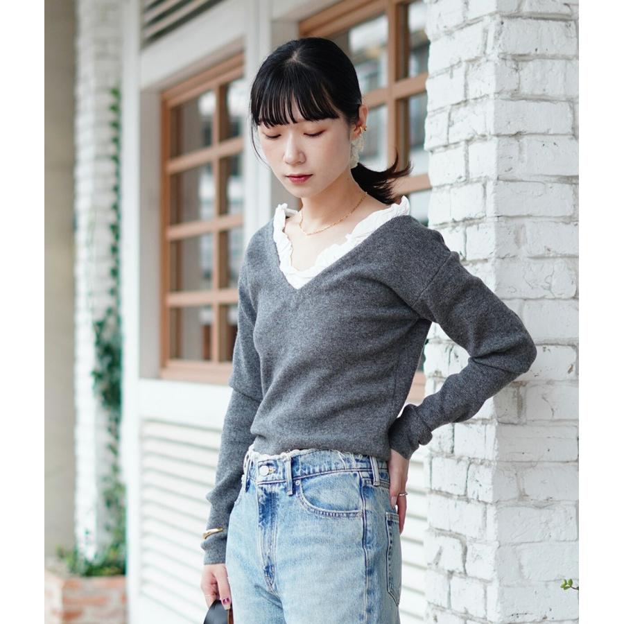 CLANE（クラネ） ： [レディース]2WAY FRILL V NECK KNIT TOPS