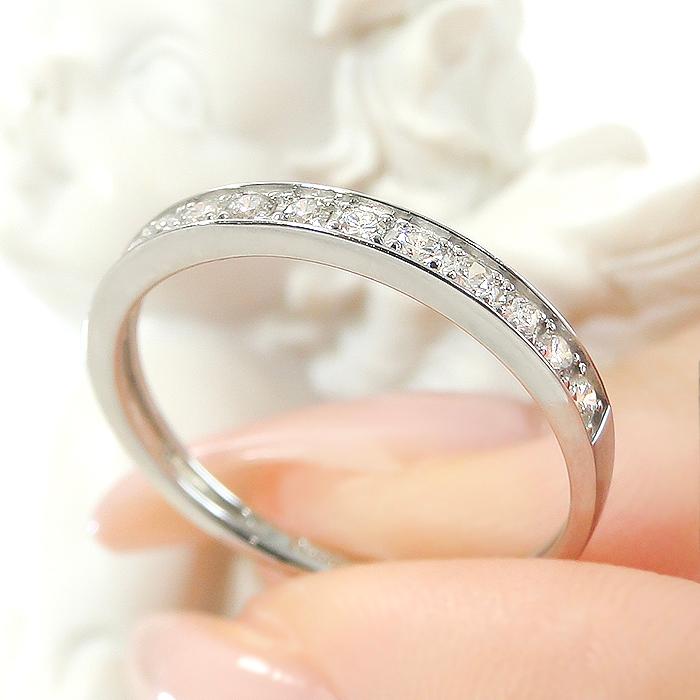 Pt950 0.2ct ダイヤモンド ハーフ エタニティ リング 送料無料 指輪