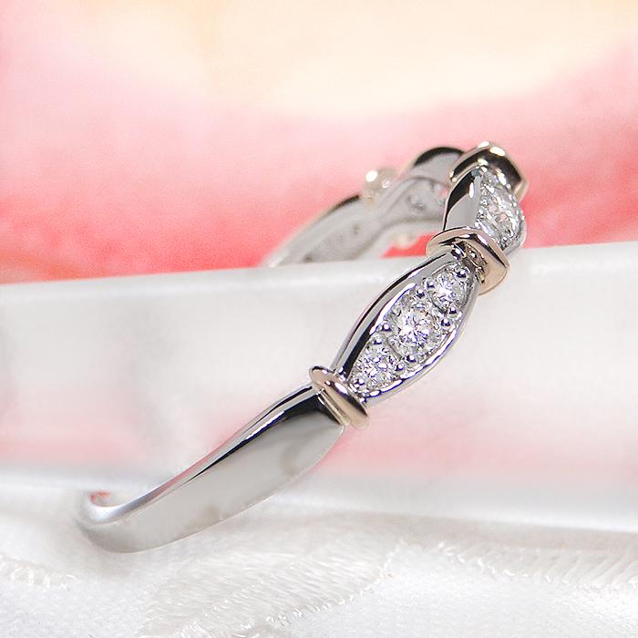 Pt900 K18PG 0.20ct ダイヤモンド コンビ リング 送料無料 プラチナ PT