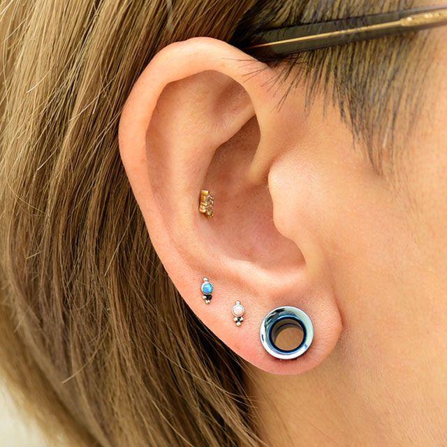 ヘマタイト 天然石ピアス 拡張ピアス 12mm 14mm 16mm ダブルフレア