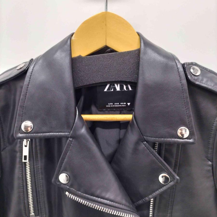 ZARA（ザラ） フェイクレザーライダースジャケット レディース import