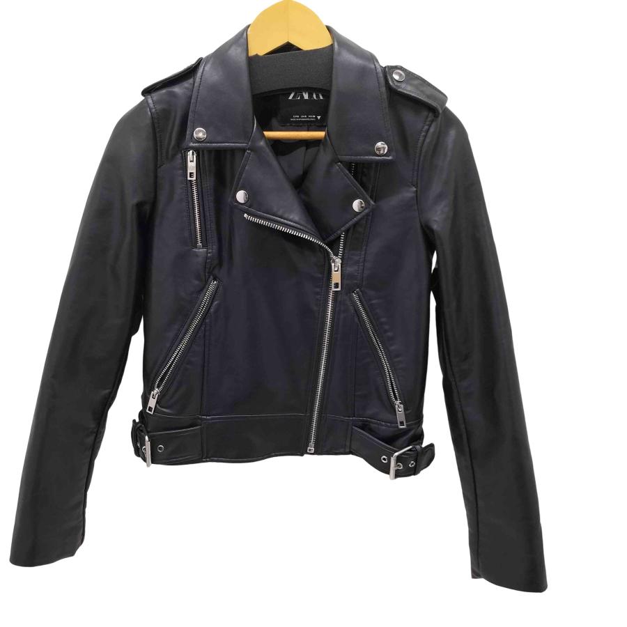 ZARA（ザラ） フェイクレザーライダースジャケット レディース import