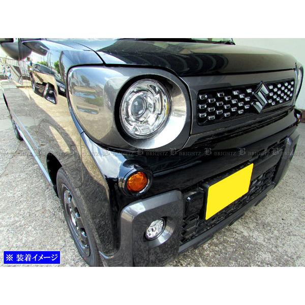 スペーシアギア MK53S メッキ ヘッド ライト リング ランプ