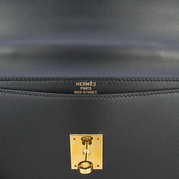 Kelly エルメス ケリーデペッシュ 38 ボックスカーフ 黒 h-k303