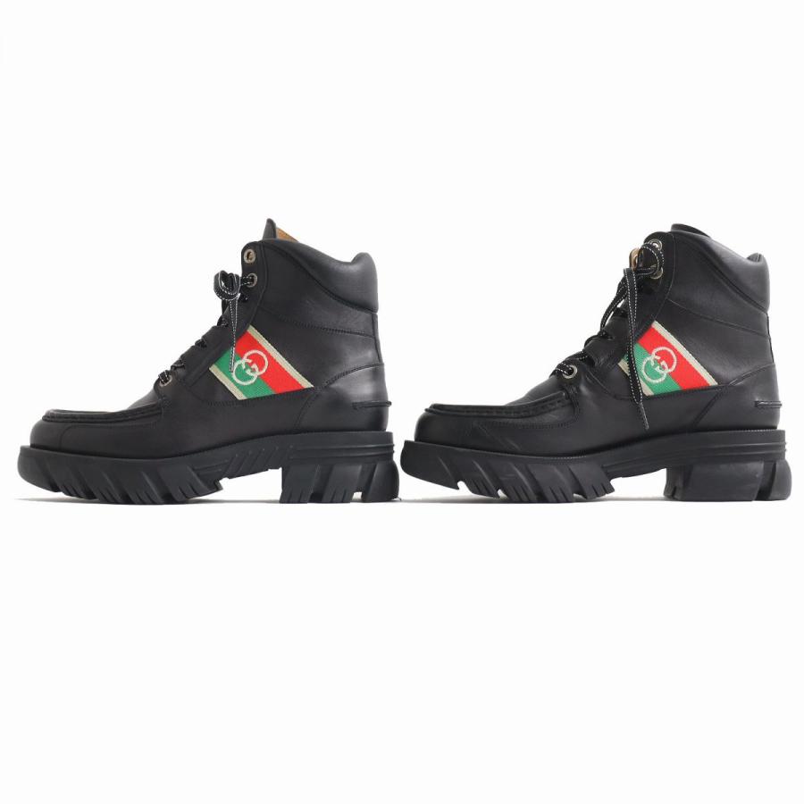 美品△GUCCI グッチ 663368 インターロッキングG レースアップ レザー