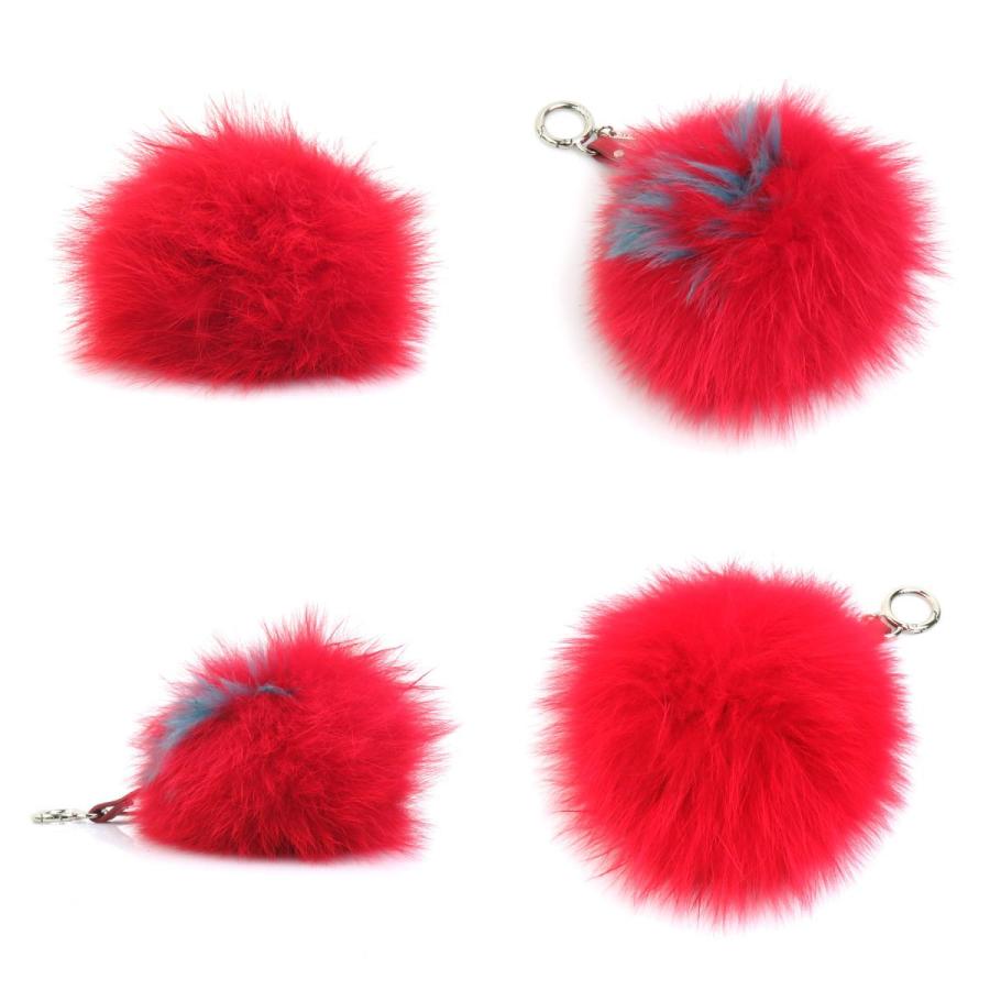 FENDI（フェンディ） チャーム ファー/レザー レッド/ブルー