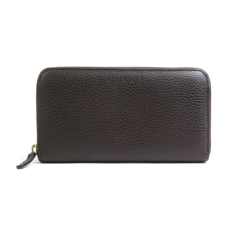 GUCCI（グッチ） ラウンドファスナー長財布 レザー ダークブラウン