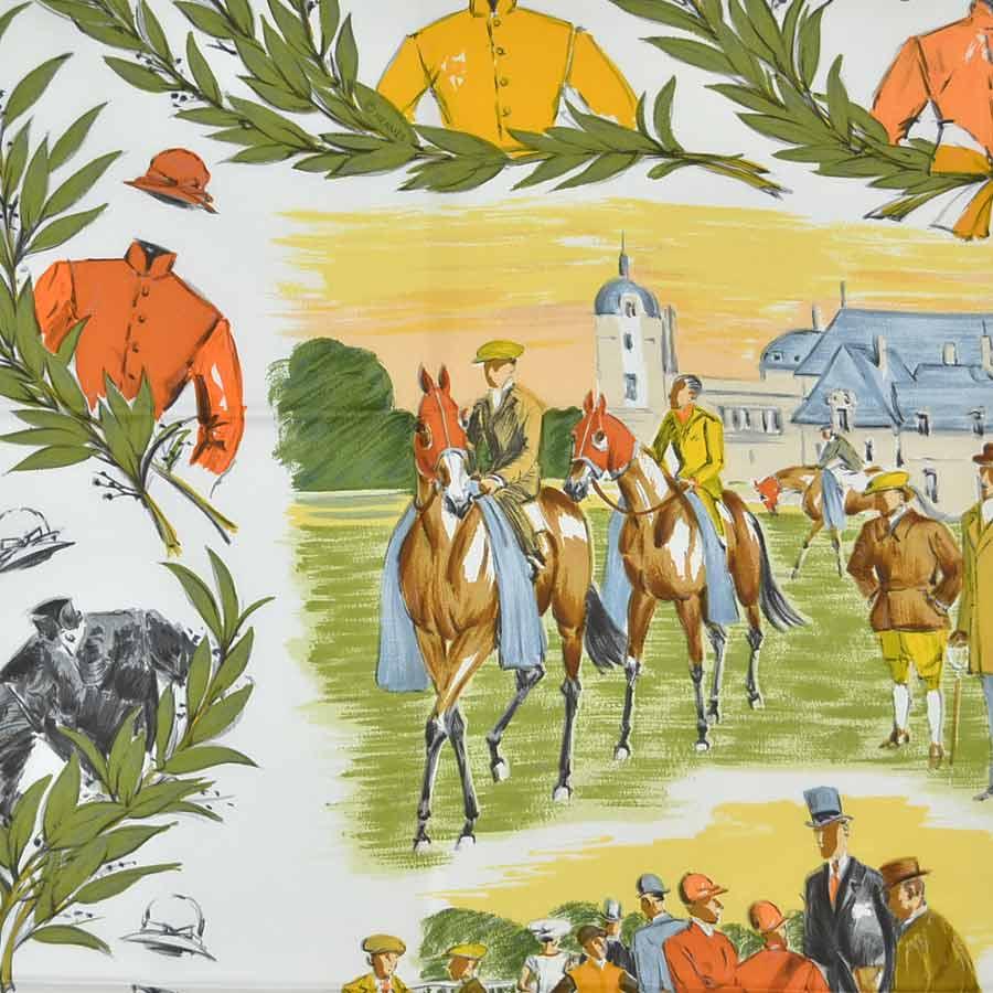 HERMES（エルメス） スカーフ カレ90 CHANTILLY 競馬場 シルク