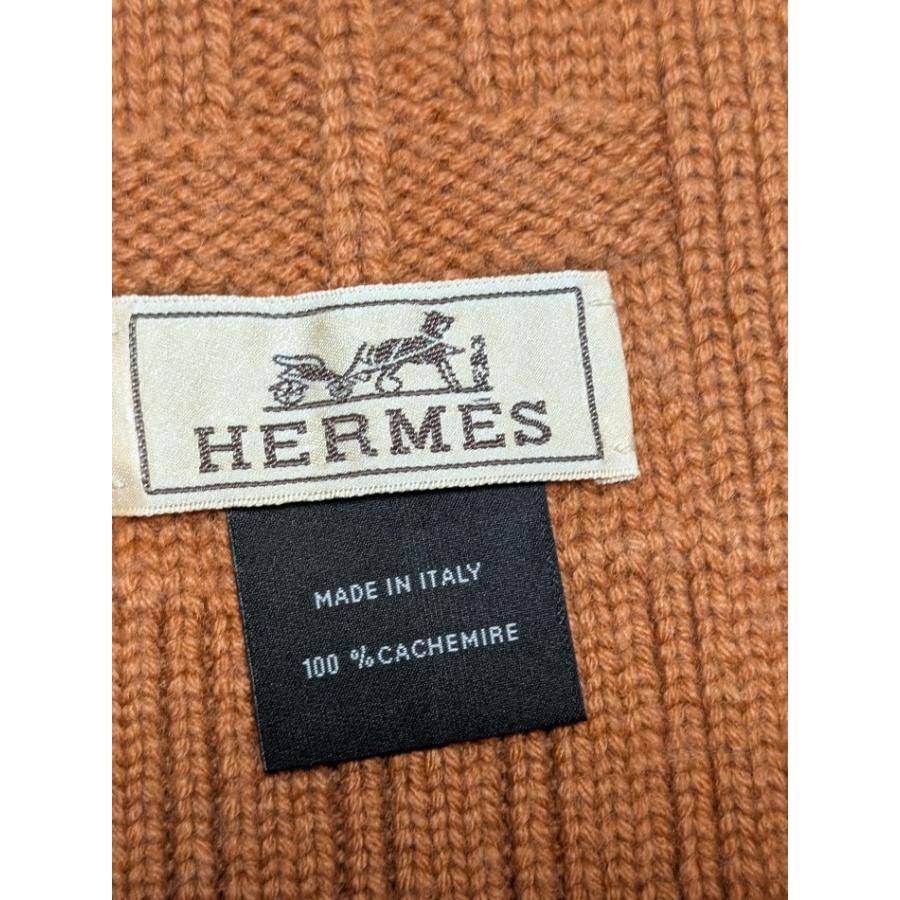 HERMES（エルメス） 新品同様 マフラー ブラウン H柄 カシミヤ 100