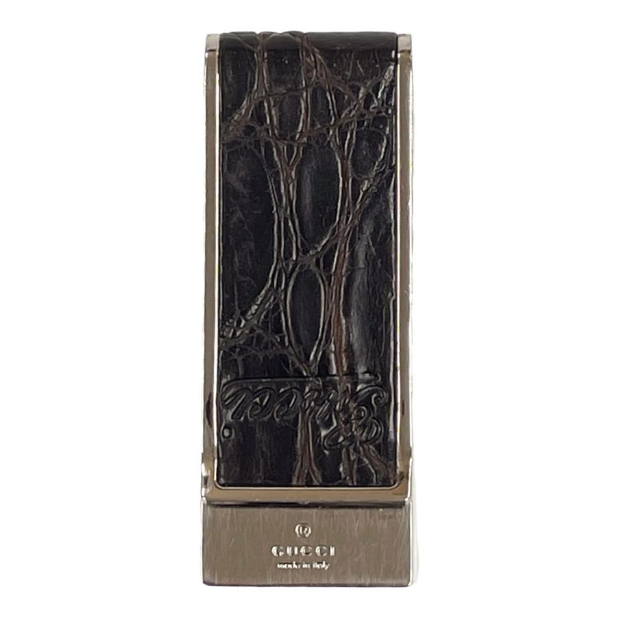 GUCCI（グッチ） マネークリップ クロコダイル レザー ダークブラウン