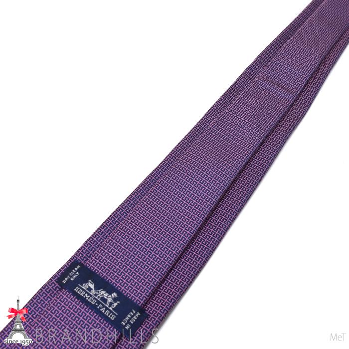 HERMES（エルメス） ネクタイ シルク100％ パープル 剣先幅7cm 339158T