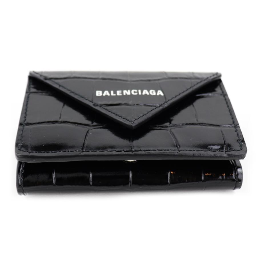 BALENCIAGA（バレンシアガ） 財布 三つ折り ミニ財布 ブラック クロコ