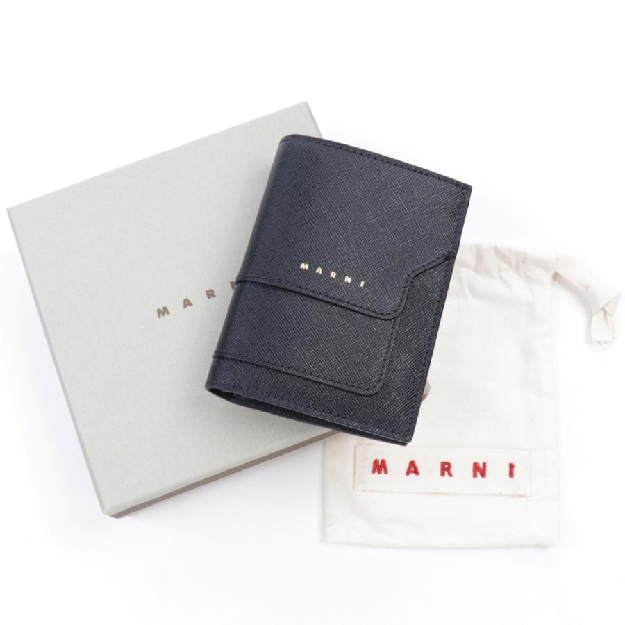 マルニ 財布 MARNI 二つ折り財布 ブラック コンパクト ミニ財布 バイ