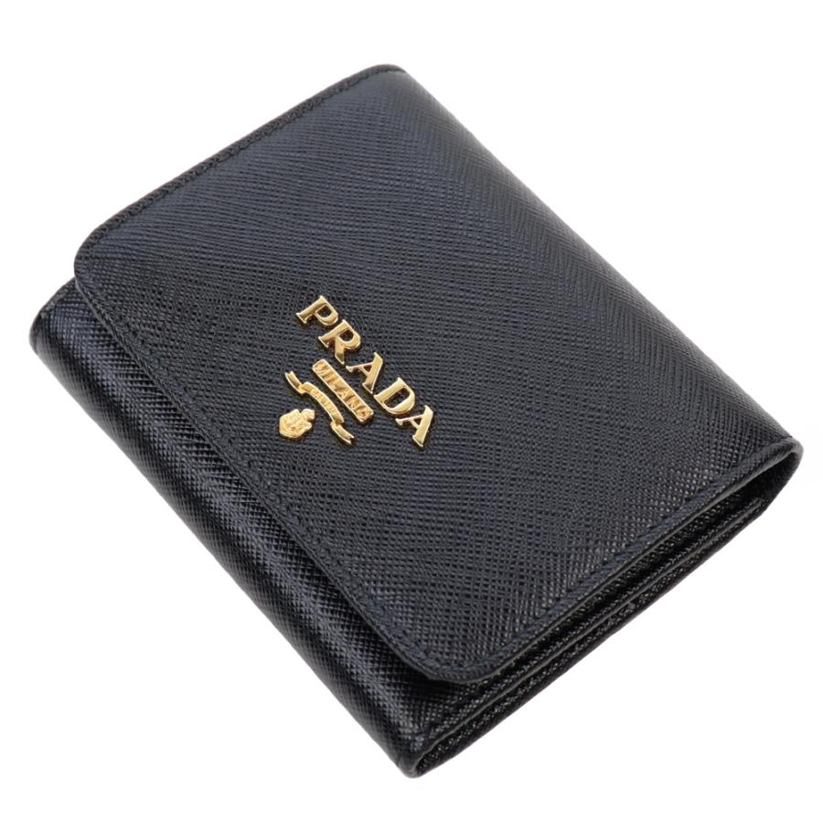 PRADA（プラダ） 財布 三つ折り ブラック 黒 ミニ財布 コンパクト