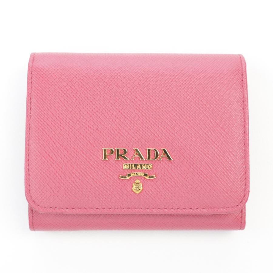 PRADA（プラダ） 財布 三つ折り ペオニア ピンク ミニ財布 コンパクト